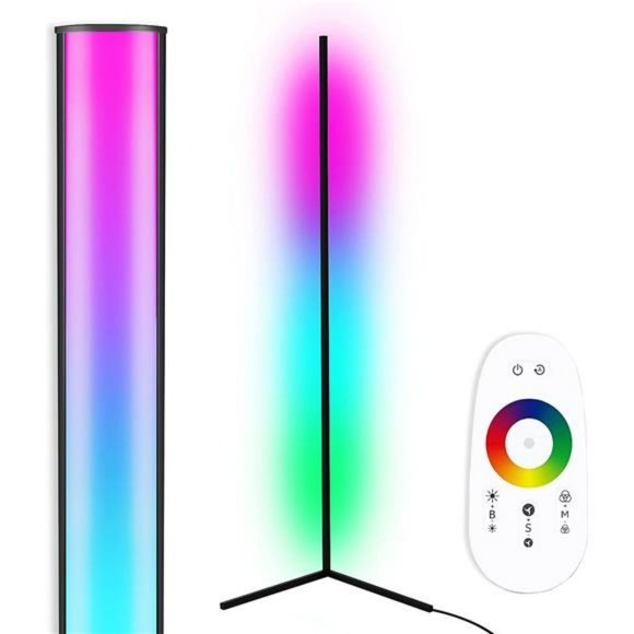 Corner Floor Lamp - Dimmable LED Modern Lamp, 56" Metal Standing Lamp - Black - Picture 1 of 6